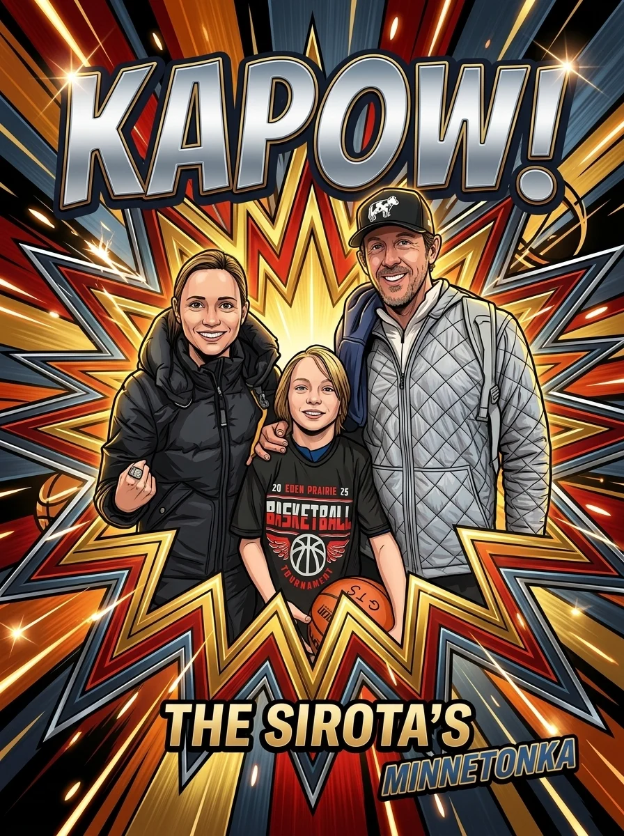 The Sirota family as a KAPOW! trading card — made with Sports Card Maker